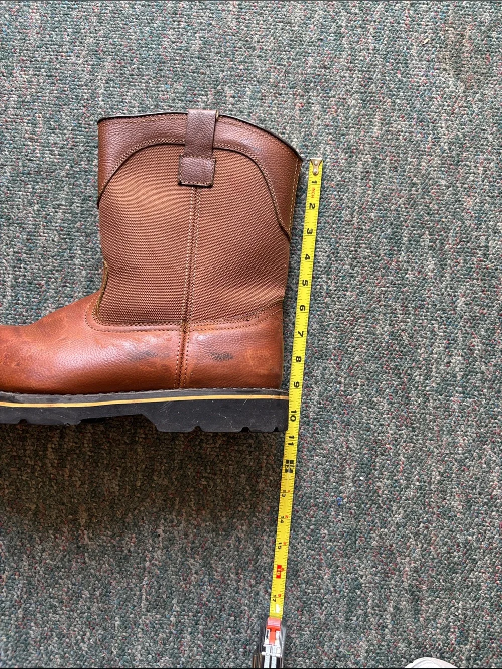 Men's Brown Leather Pull-On Work Boots